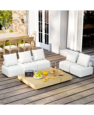 Simplie Fun Outdoor Modular Sofa: Aluminum Frame, Cushions, Waterproof Cover