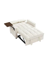 Streamdale Furniture Cream Velvet Convertible Sofa Bed with Adjustable Positions