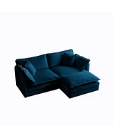 Streamdale Furniture Chenille Sectional Sofa with Ottoman for Small Spaces