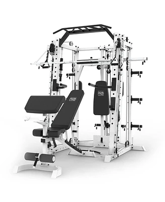 Marcy Sm-7409 Smith Machine Cage Multi Purpose Home Gym Training System, White