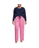 Lands' End Plus Knit Pajama Set Long Sleeve T-Shirt and Pants