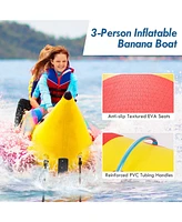 Costway 3-Person Inflatable Banana Boat with Boating and Water Sports Electric Air Pump