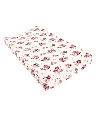 Hudson Baby Infant Girl Changing Pad Cover, Rose, One Size