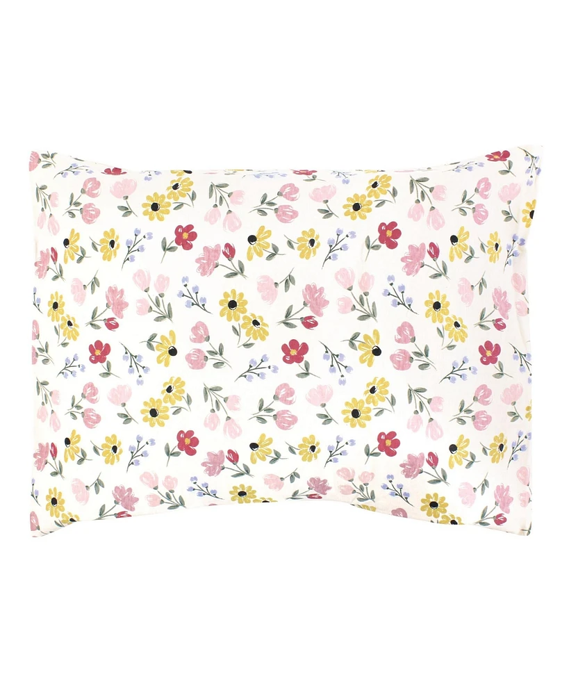 Hudson Baby Infant Girl Cotton Toddler Pillow Case, Soft Painted Floral, One Size