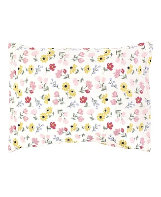 Hudson Baby Infant Girl Cotton Toddler Pillow Case, Soft Painted Floral, One Size