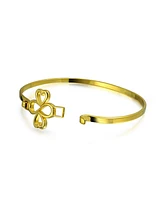 Bling Jewelry Gold Plated Sterling Silver Ayllu Amulet Talisman Heart Infinity Clover Bangle Bracelet - Love Luck Unity Inspirational For Women