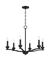 Franklin Iron Works Norwell Semi Gloss Black Chandelier Lighting 27 1/2" Wide Modern Industrial Geometric Curved Arms Candle 6-Light Fixture for Dinin