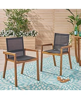 Versatile Outdoor Mesh And Wood Dining Chair
