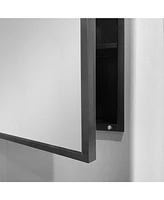 Streamdale Furniture 26x30" Wall-Mount/Recessed Black Metal Medicine Cabinet with Mirror