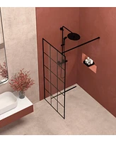 Streamdale Furniture Framed Glass Shower Screen: Silk-Printed Tempered Glass, Black Aluminum, Support Bar