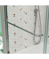 Streamdale Furniture Bypass Shower Door, Sliding, 1/4" Tempered Glass, Polished Finish