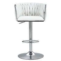 360° Swivel Bar Stools with Woven Back & High-Rebound Cushion (Set Of 2)