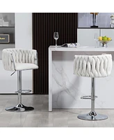 Streamdale Furniture 360° Swivel Bar Stools with Woven Back & High-Rebound Cushion (Set Of 2)