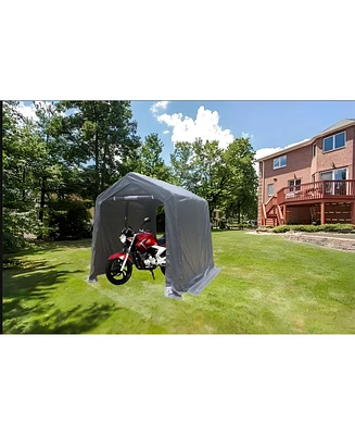 Simplie Fun 7x8FT Outdoor Storage Shed for Motorcycle, Atv, Tools, Grey