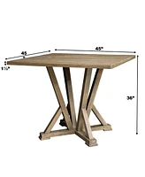 Streamdale Furniture Modern Farmhouse Square Counter Table 45" Solid Wood Rustic Grayish Brown