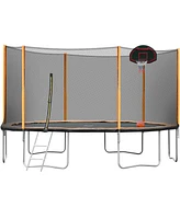 Streamdale Furniture 14FT Advanced Trampoline with Basketball Hoop, Ladder, and Outer Safety Enclosure