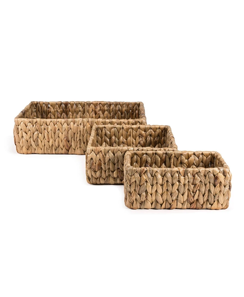 Jonathan Y Tress Minimalist Hand-Woven Hyacinth Nesting Baskets, Natural (Set of 3)