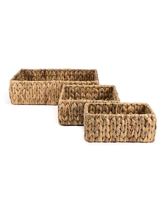 Jonathan Y Tress Minimalist Hand-Woven Hyacinth Nesting Baskets, Natural (Set of 3)