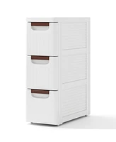 Slickblue Rolling Organizer Unit Narrow Storage Cabinet with Built-In Wheels for Small Space-Drawer