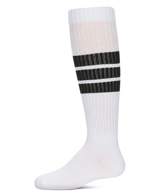 MeMoi Little Girls Triple Stripe Knee High Socks - White