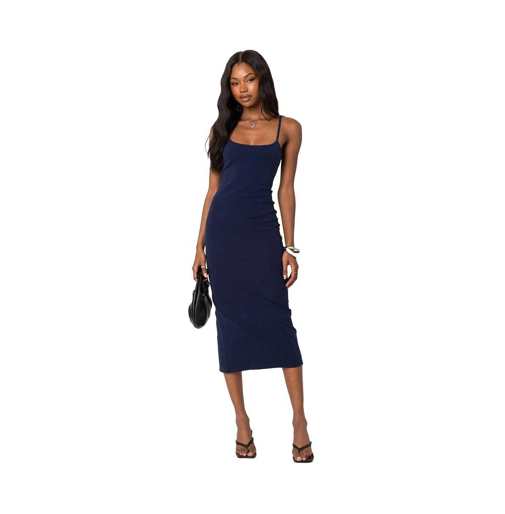 Edikted Air back slitted midi dress