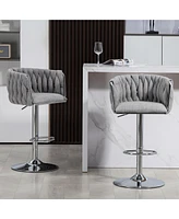 Streamdale Furniture 360° Swivel Bar Stools with Woven Back & Footrest (Set Of 2)