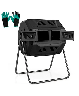 Slickblue 360° Rotatable Tumbling Composter with 2 Sliding Doors