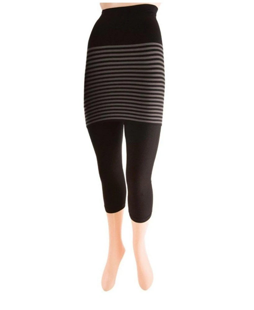 MeMoi Women's Racha Stripe Skirted Leggings - Black