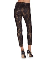 MeMoi Women's Statue Mottled Bronze Ankle Length Leggings - Black