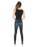 MeMoi Women's Distressed Bamboo Blend Denim Jeggings