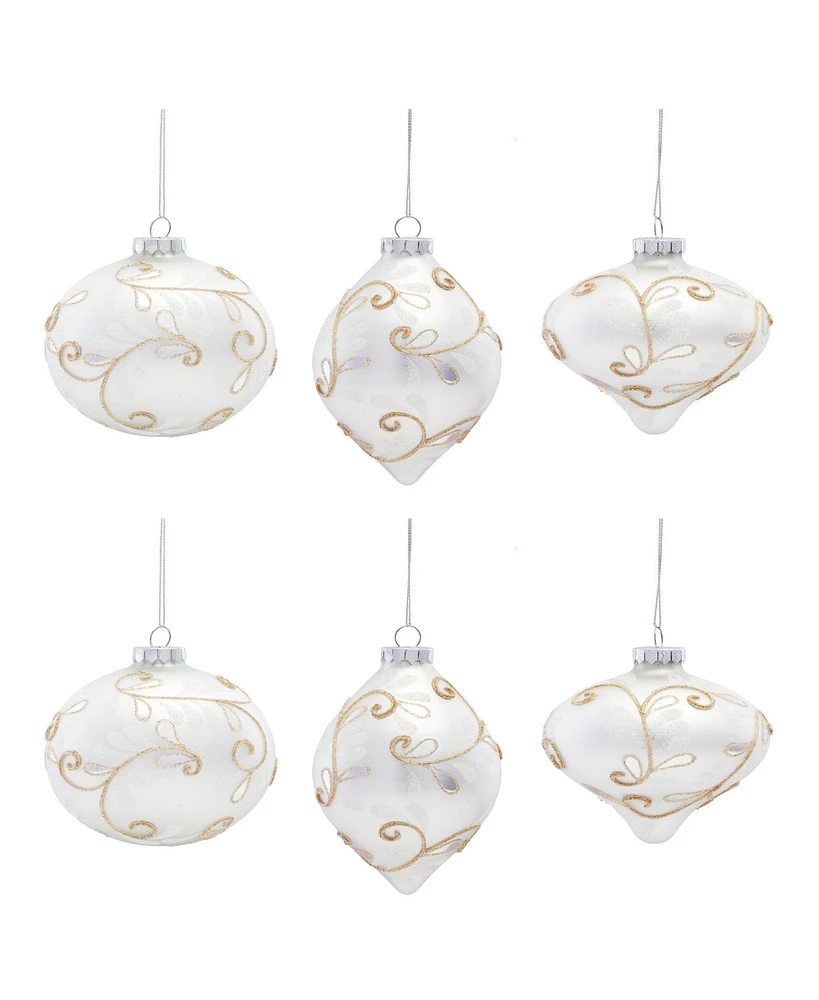 Slickblue Pearl White Glass Ornament (Set of 6)