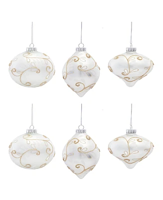 Slickblue Pearl White Glass Ornament (Set of 6)