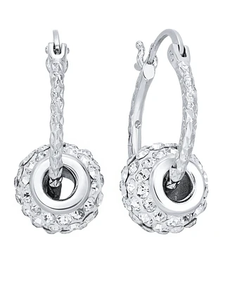 And Now This Clear Crystal Bead and Diamond Cut Hoop Earring