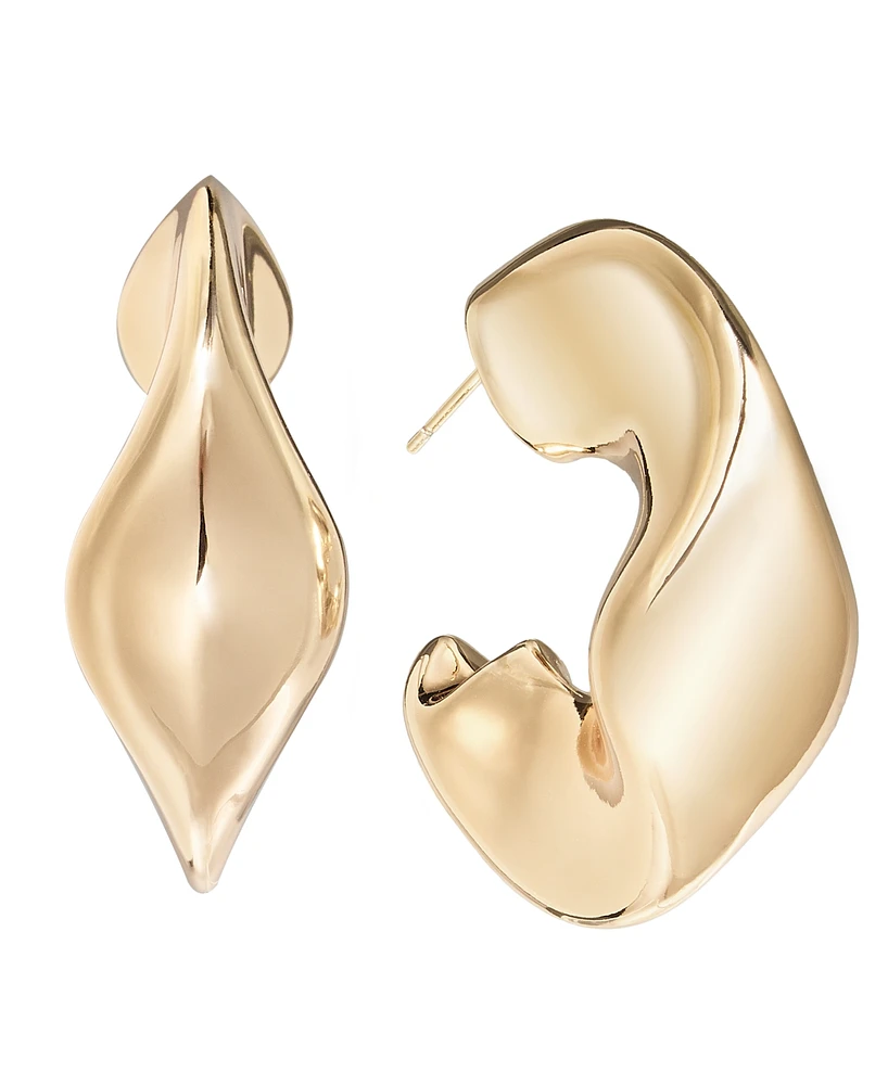 And Now This Silver Plated or 18k Gold Brass Wavy C Hoop Earring