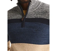 Nautica Men's Long Sleeve Striped Quarter-Zip Sweater