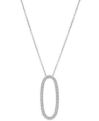 Diamond Open Oval 18" Pendant Necklace (1/2 ct. t.w.) 14k White or Yellow Gold, Created for Macy's