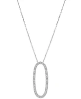 Diamond Open Oval 18" Pendant Necklace (1/2 ct. t.w.) in 14k White Gold, Created for Macy's