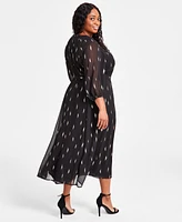 Vince Camuto Plus 3/4-Sleeve Belted Maxi Dress