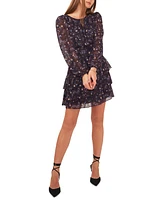 1.state Women's Long-Sleeve Tiered Mini Dress