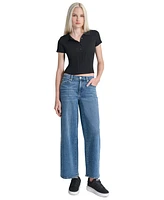 Dkny Jeans Petite High-Rise Wide-Leg