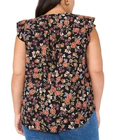 Vince Camuto Women's Plus Floral-Print V-Neck Top