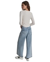 Dkny Jeans Petite Long-Sleeve Ribbed Crewneck