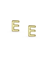 Bling Jewelry Abc Minimalist Yellow 14K Gold Capital Block Alphabet Letter Initial Stud Earrings Safety Ball Screw Back For Women