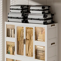Portable Wardrobe Closet with 12 Magnetic Doors, 12 Cubes, 2 Hanging Rods, 16 Hangers