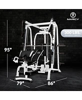 Marcy Pro Smith Cage Workout Machine Total Body Training Home Gym System, White