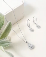 Diamond Teardrop Halo Cluster Leverback Drop Earrings (1/4 ct. t.w.) in Sterling Silver, Created for Macy's