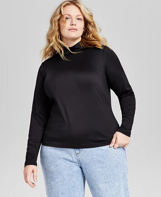 And Now This Trendy Plus Mock-Neck Long-Sleeve Top