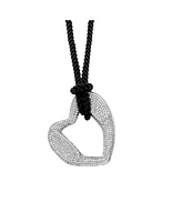 Michael Kors Platinum-Plated Brass Pave Heart Curb Corded Necklace