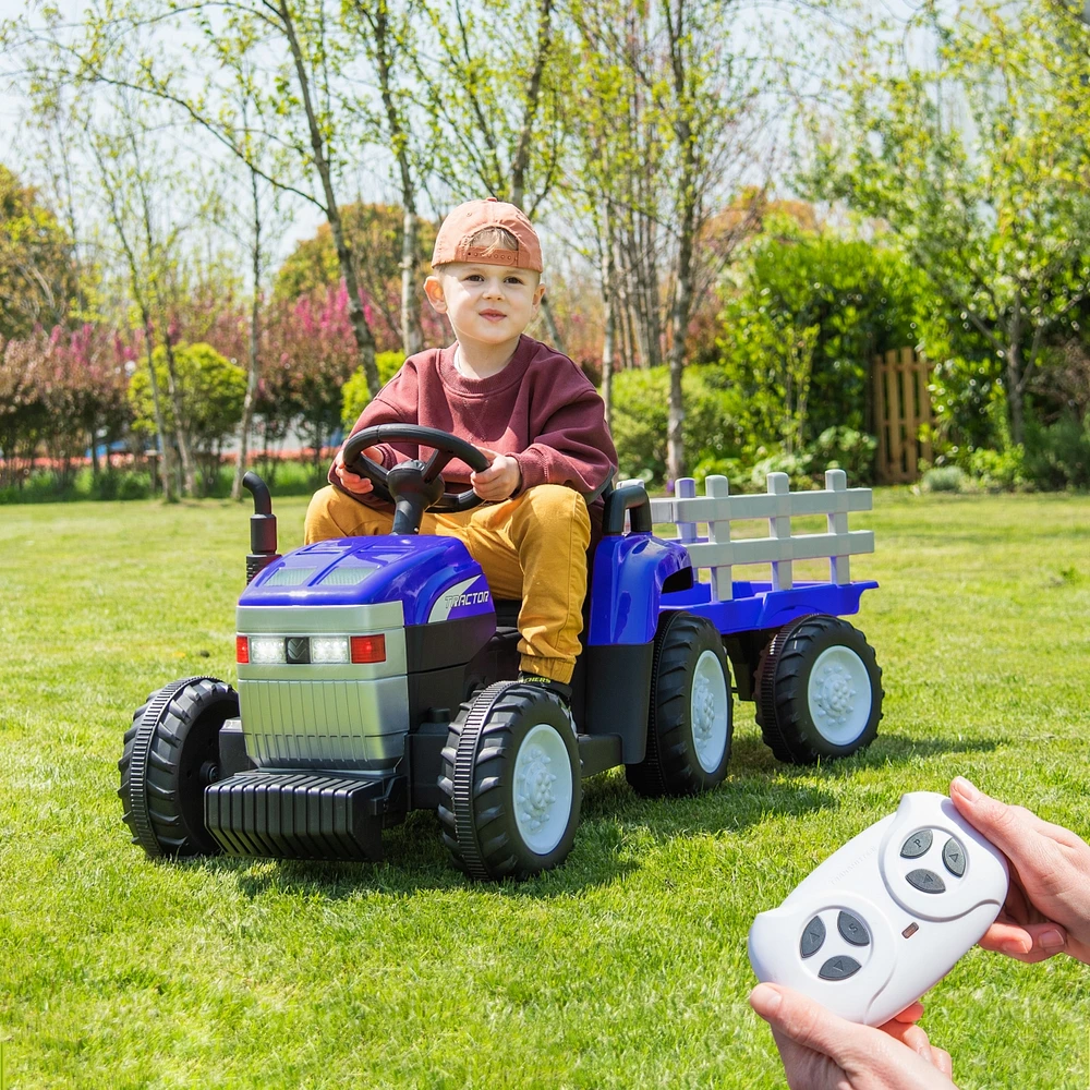 Simplie Fun 12V Kids' Electric Tractor with Trailer, Remote Control, Led Lights