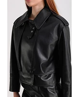Furniq Uk Women's Leather Jacket, Black